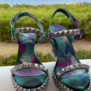 Christian Louboutin Iridescent Studded Sandals NIB with dust bag size 6